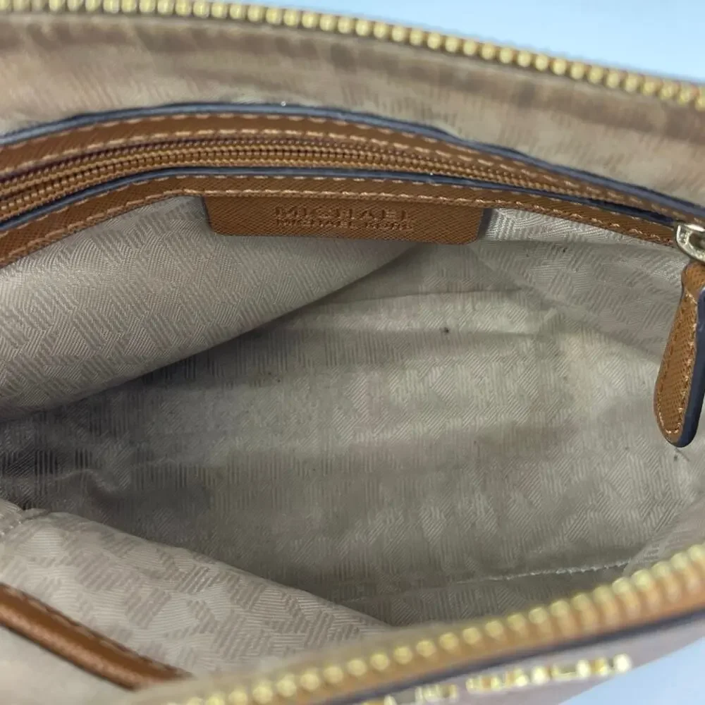 Michael Kors Brown Cindy Dome Saffiano Leather Crossbody Strap Chain Handbag